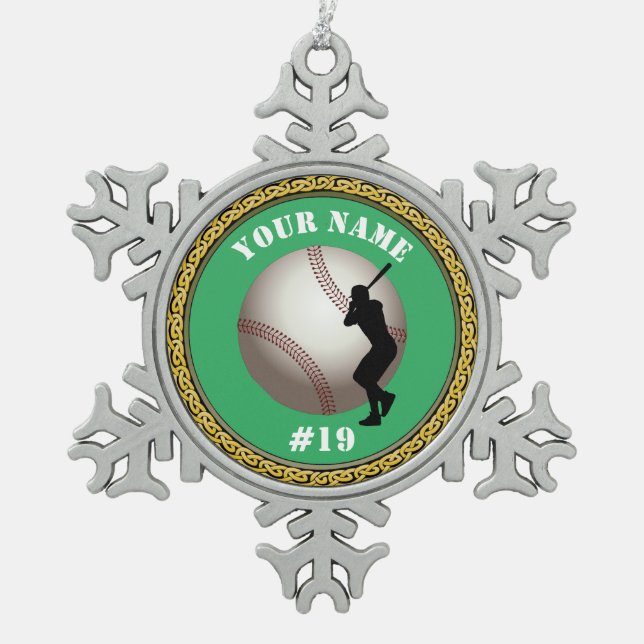 Snowflake Ornament Baseball - Add Name & Number (Front)