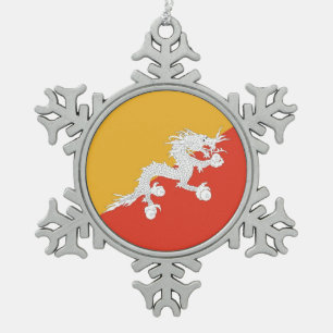 Snowflake Ornament with Bhutan Flag