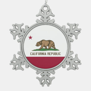 Snowflake Ornament with California Flag