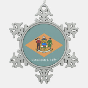 Snowflake Ornament with Delaware Flag
