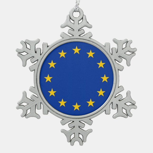 Snowflake Ornament with European Union Flag (Front)
