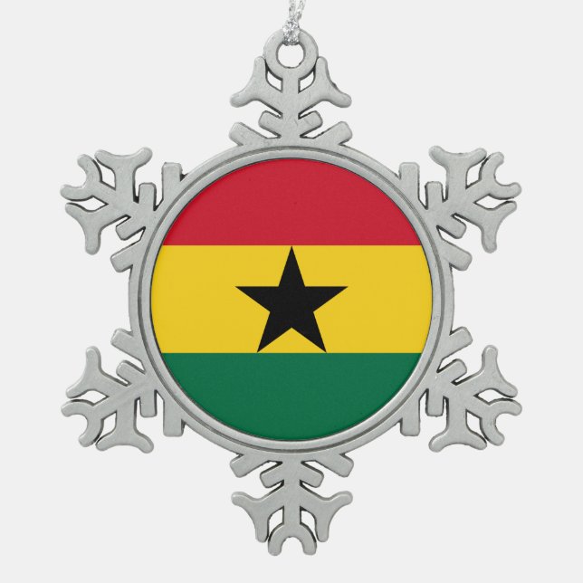 Snowflake Ornament with Ghana Flag (Front)