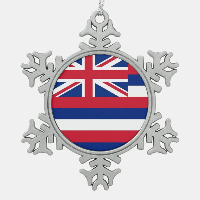 Snowflake Ornament with Hawaii Flag (Front)
