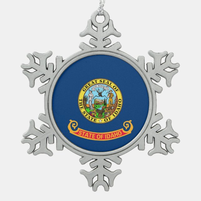 Snowflake Ornament with Idaho Flag (Front)