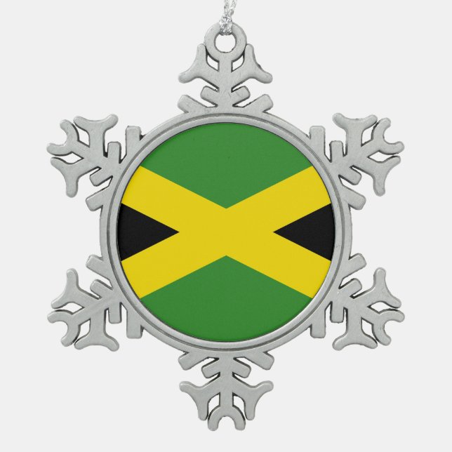 Snowflake Ornament with Jamaica Flag (Front)