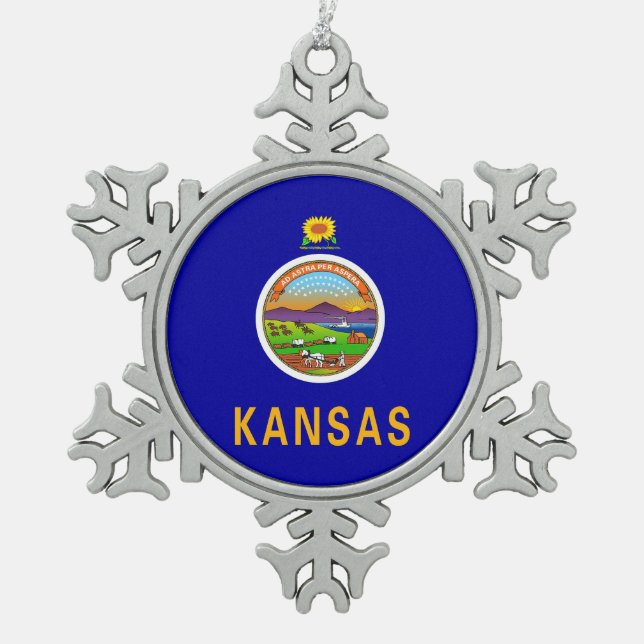 Snowflake Ornament with Kansas Flag (Front)