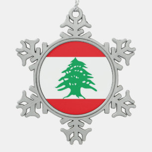 Snowflake Ornament with Lebanon Flag