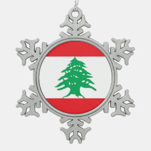 Snowflake Ornament with Lebanon Flag
