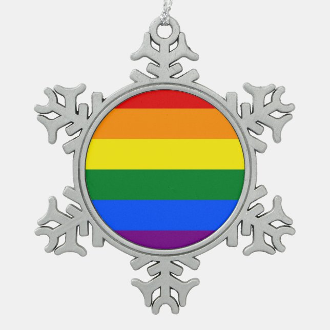 Snowflake Ornament with LGBT Flag (Front)