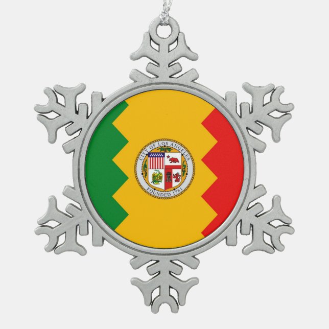 Snowflake Ornament with Los Angeles Flag (Front)
