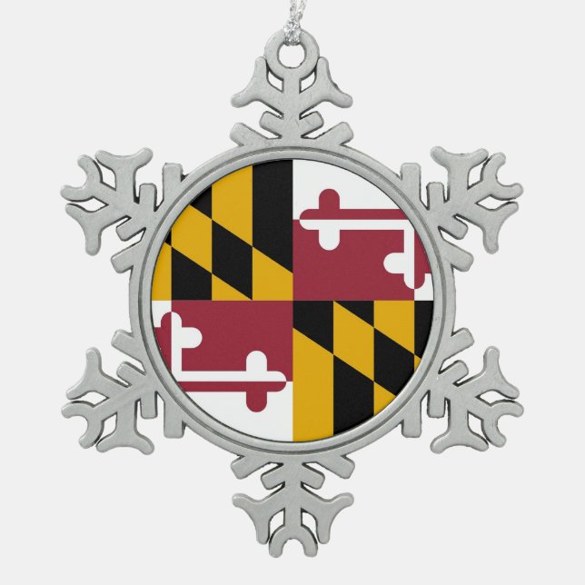Snowflake Ornament with Maryland Flag (Front)