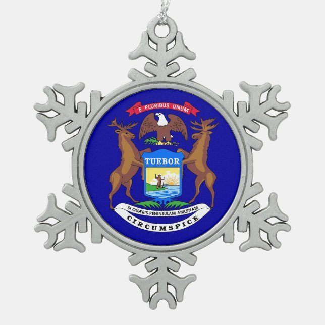 Snowflake Ornament with Michigan Flag (Front)