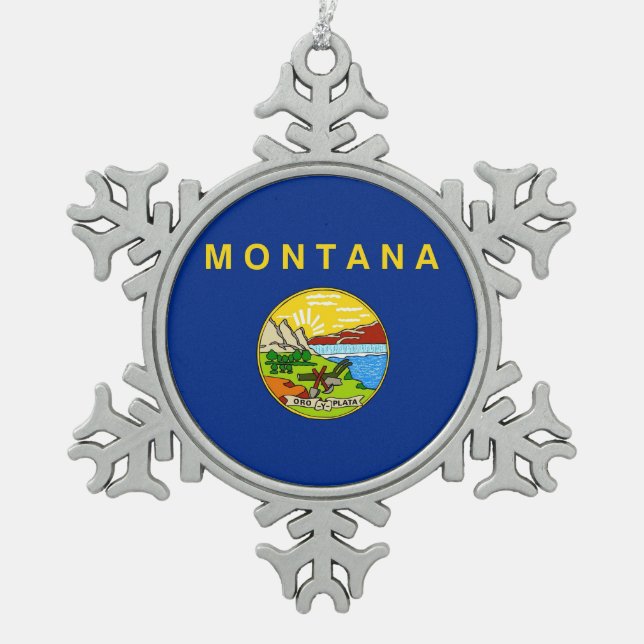 Snowflake Ornament with Montana Flag (Front)
