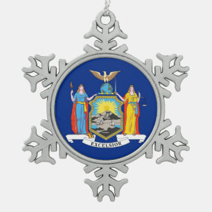 Snowflake Ornament with New York Flag