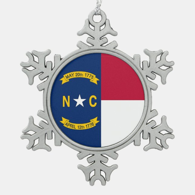 Snowflake Ornament with North Carolina Flag (Front)