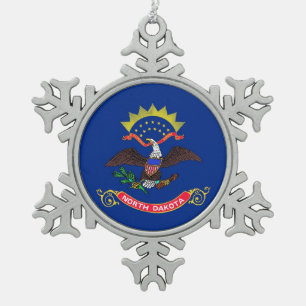 Snowflake Ornament with North Dakota Flag