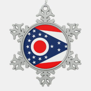 Snowflake Ornament with Ohio Flag