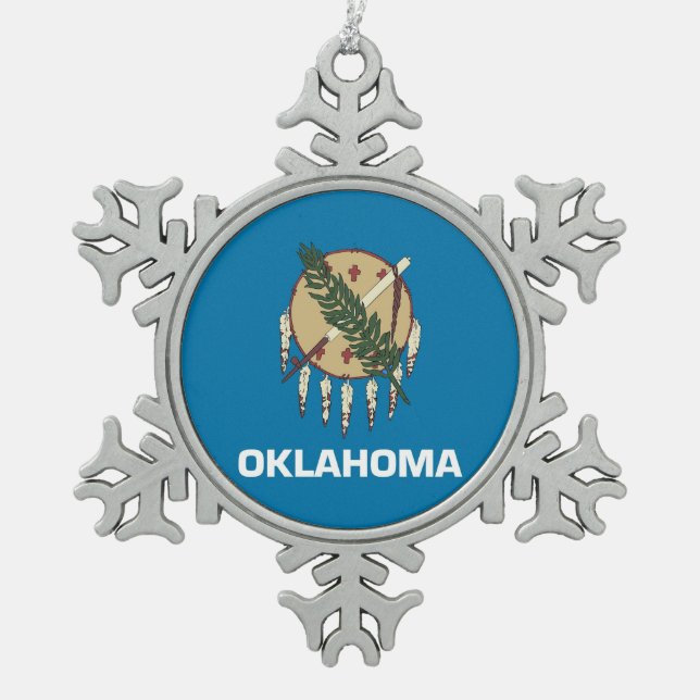 Snowflake Ornament with Oklahoma Flag (Front)