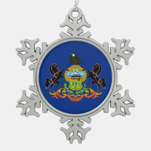 Snowflake Ornament with Pennsylvania Flag