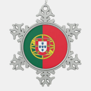 Snowflake Ornament with Portugal Flag