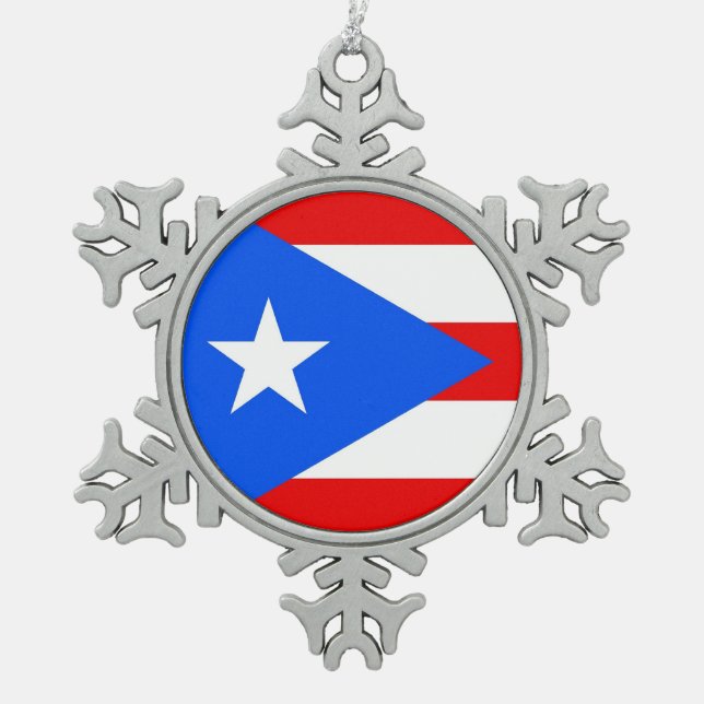 Snowflake Ornament with Puerto Rico Flag (Front)