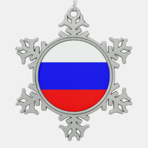 Snowflake Ornament with Russia Flag