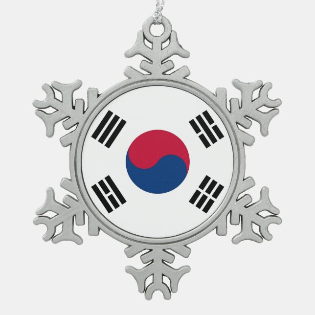 Snowflake Ornament with South Korea Flag (Front)