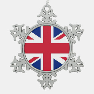 Snowflake Ornament with United Kingdom Flag