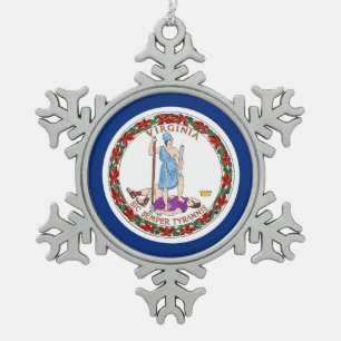 Snowflake Ornament with Virginia Flag