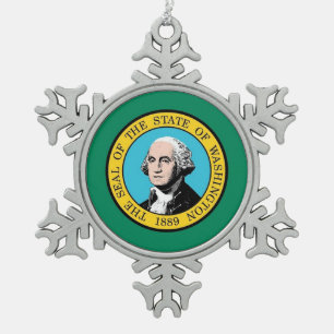 Snowflake Ornament with Washington State Flag