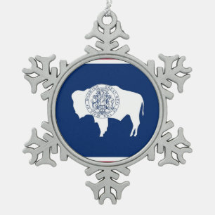 Snowflake Ornament with Wyoming Flag