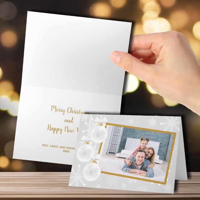 Snowflake Ornaments FOLDED Christmas Photo Holiday Card (Creator Uploaded)