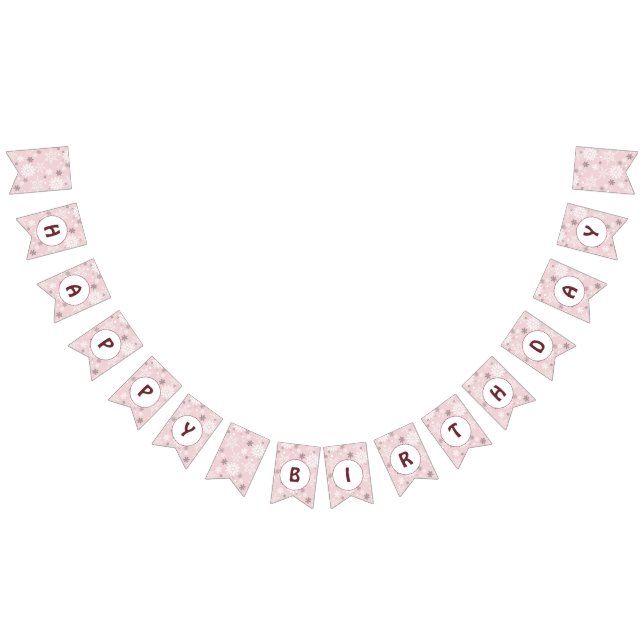 Snowflake Pale Pink Happy Birthday  Bunting (All)