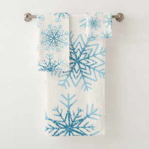 Snowflake pattern bath towel set