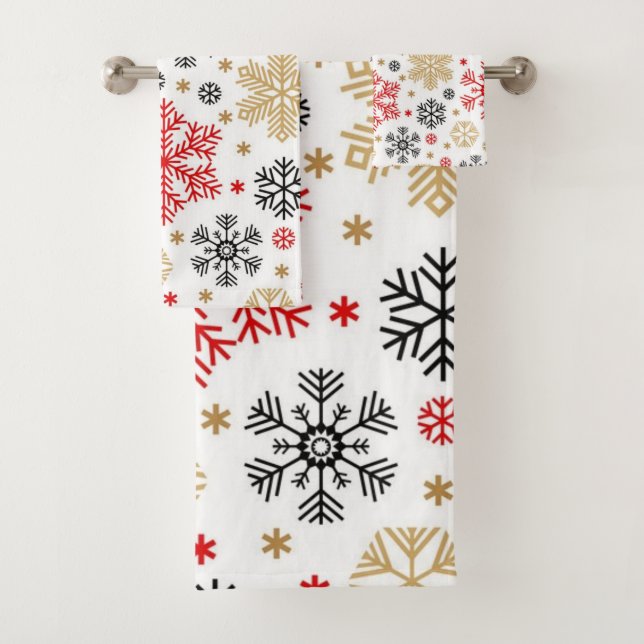 Snowflake pattern	 bath towel set (Insitu)