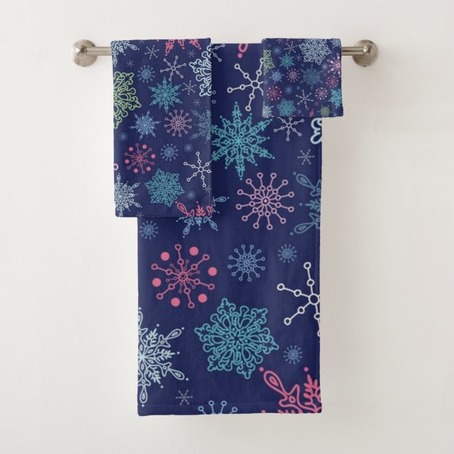 Snowflake pattern	 bath towel set (Insitu)