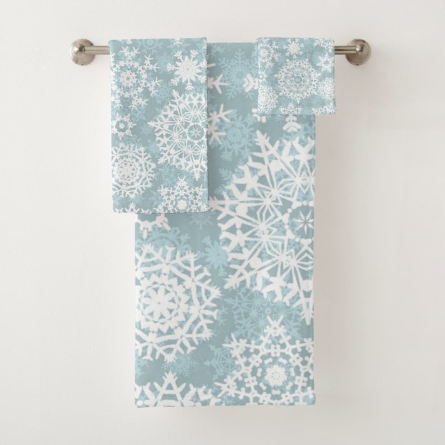 Snowflake pattern	 bath towel set (Insitu)