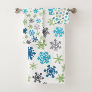 Snowflake pattern bath towel set