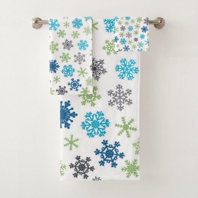 Snowflake pattern	 bath towel set (Insitu)