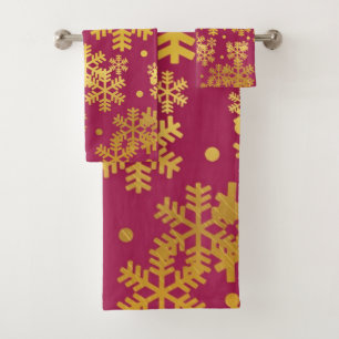 Snowflake pattern bath towel set