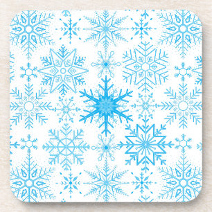 Snowflake pattern blue coaster