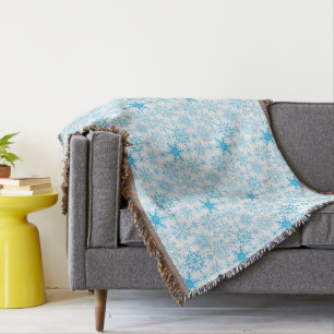 Snowflake pattern blue throw blanket