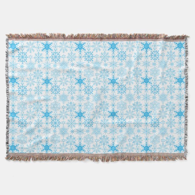 Snowflake pattern blue  throw blanket (Front)