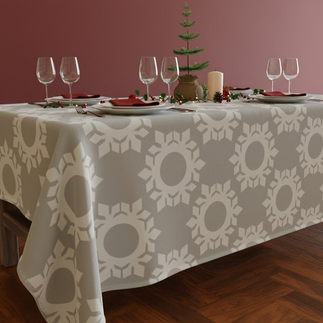 Snowflake Pattern Christmas Holiday Tablecloth (A bold snowflake pattern tablecloth that makes your festive table!)