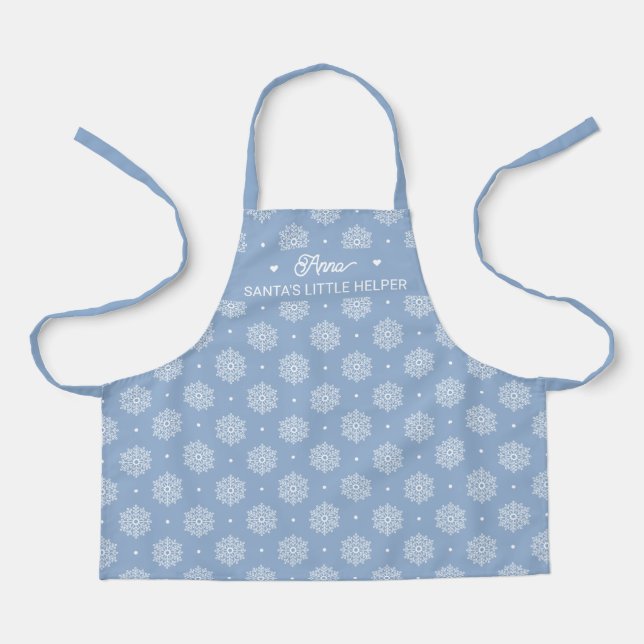 Snowflake Pattern Cute Light Blue Child Christmas Apron (Front)