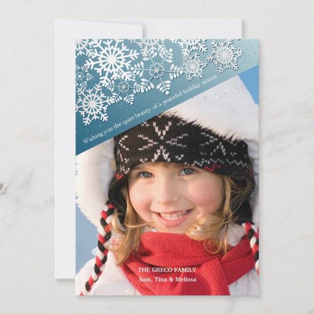 Snowflake Pattern Holiday Photo Card (Front)