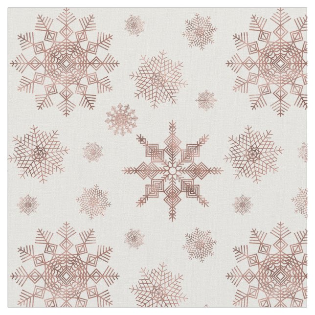 Snowflake Pattern In Faux Rose Gold Looking Colour Fabric (Close Up)