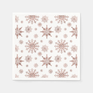 Snowflake Pattern In Faux Rose Gold Looking Colour Napkin