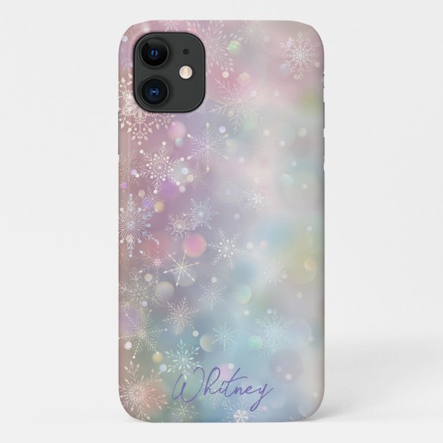 Snowflake Pattern in Pastel Colours Bokeh  Case-Mate iPhone Case (Back)