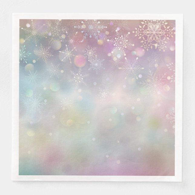 Snowflake Pattern in Soft Pastel Colours Bokeh  Napkin (Front)